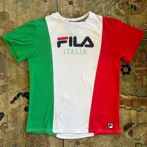 Fila Italia Boys Athletic T-Shirt Sz. L Red White Green Soccer Running Sports